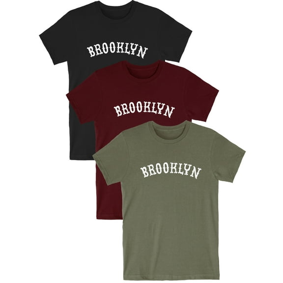 Daxton Vintage Western Arch Letters USA Cities Premium Short  Sleeves Tshits, Brooklyn - BlkWht, BdyWht, OlvWht, 3XL