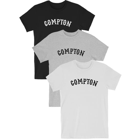 Daxton Vintage Western Arch Letters USA Cities Premium Short Sleeves Tshits, Compton - BlkWht, HgyBlk, WhtBlk, M