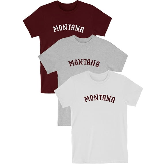 Daxton Vintage Western Arch Letters USA Cities Premium Short Sleeves Tshits, Montana - BdyWht, HgyBdy, WhtBdy, 3XL