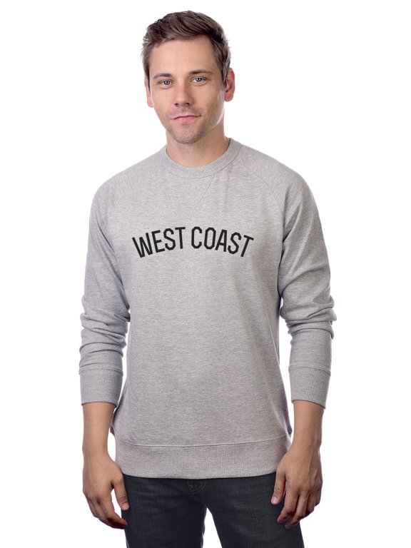 West Coast Sweatshirt Athletic Fit Pullover Crewneck French Terry Fabric, HthGrey Sweatshirt Black Letters, 2XL