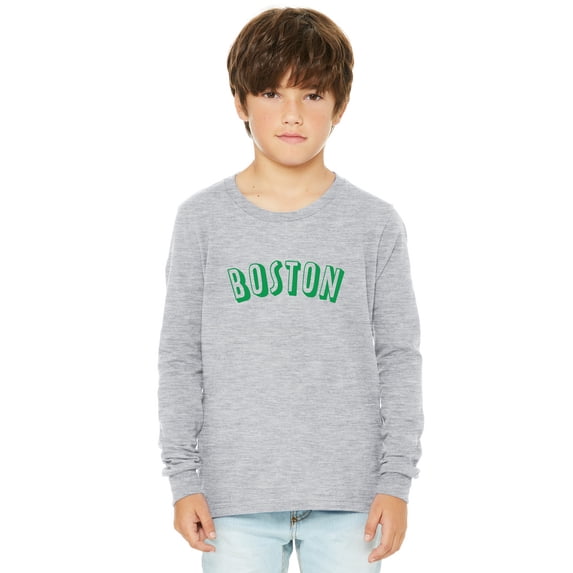 Daxton Youth Long Sleeve Boston Basic Tshirt - Heather Gray Green, X-Large