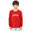 thumbnail image 1 of Daxton Youth Long Sleeve Cincinnati Basic Tshirt - Red White, Medium, 1 of 3