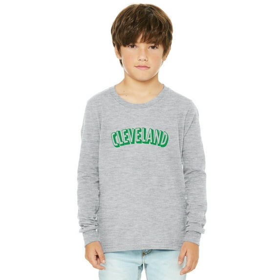 Daxton Youth Long Sleeve Cleveland Basic Tshirt - Heather Gray Green, Medium