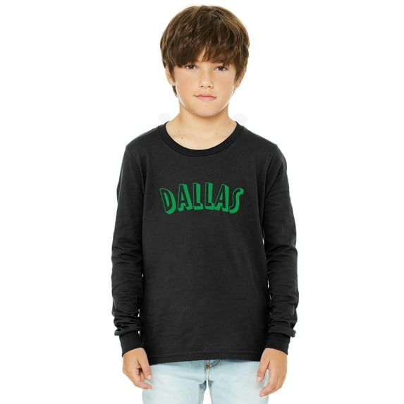 Daxton Youth Long Sleeve Dallas Basic Tshirt - Black Green, Large