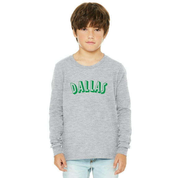 Daxton Youth Long Sleeve Dallas Basic Tshirt - Heather Gray Green, Large