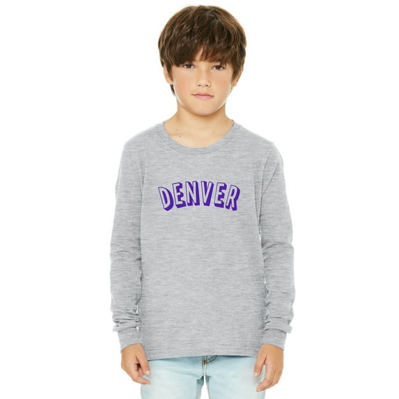 Daxton Youth Long Sleeve Denver Basic Tshirt - Heather Gray Purple, Medium