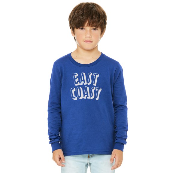 Daxton Youth Long Sleeve East Coast Basic Tshirt - Royal White, Medium