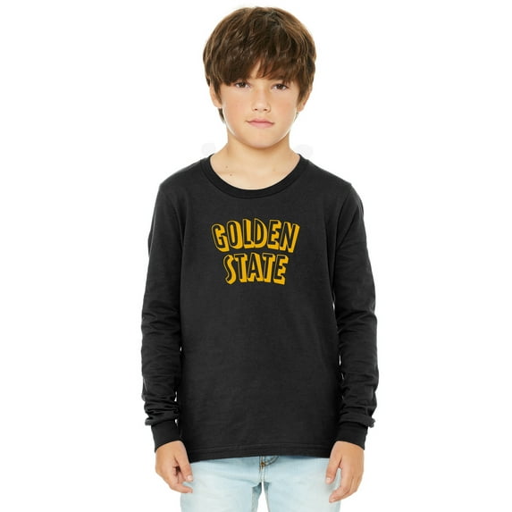 Daxton Youth Long Sleeve Golden State Basic Tshirt - Black Gold, X-Large