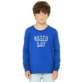 thumbnail image 1 of Daxton Youth Long Sleeve Green Bay Basic Tshirt - Royal White, Medium, 1 of 3