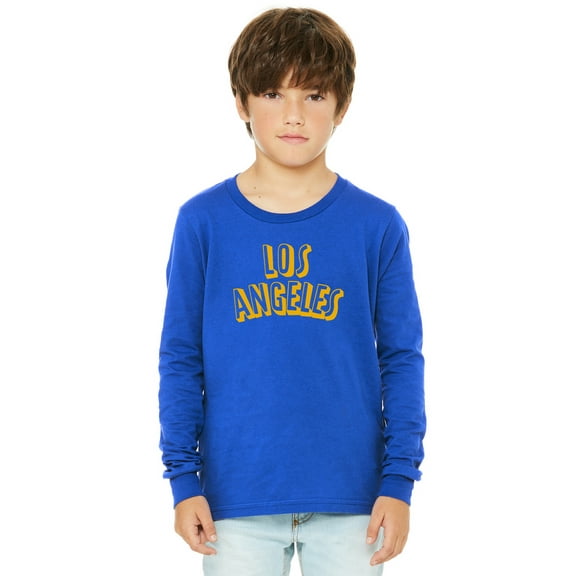 Daxton Youth Long Sleeve Los Angeles Basic Tshirt - Royal Gold, Large