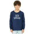 thumbnail image 1 of Daxton Youth Long Sleeve New England Basic Tshirt - Navy White, Large, 1 of 3