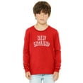 thumbnail image 1 of Daxton Youth Long Sleeve New England Basic Tshirt - Red White, Small, 1 of 3