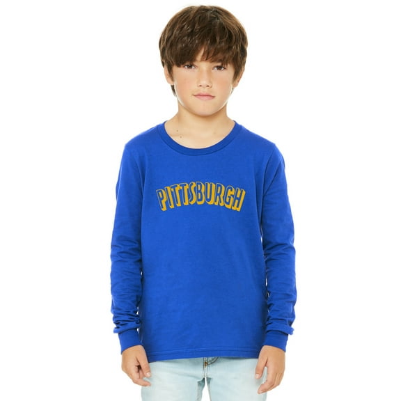 Daxton Youth Long Sleeve Pittsburgh Basic Tshirt - Royal Gold, Small