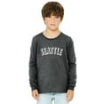 thumbnail image 1 of Daxton Youth Long Sleeve Seattle Basic Tshirt - Heather Charcoal White, Medium, 1 of 3