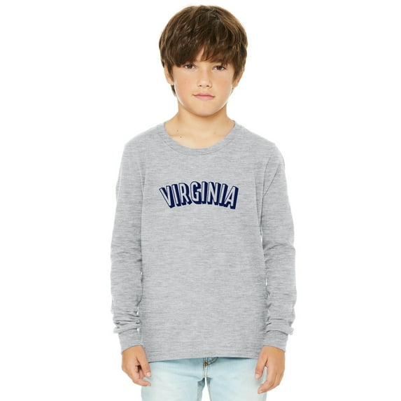 Daxton Youth Long Sleeve Virginia Basic Tshirt - Heather Gray Navy, Small