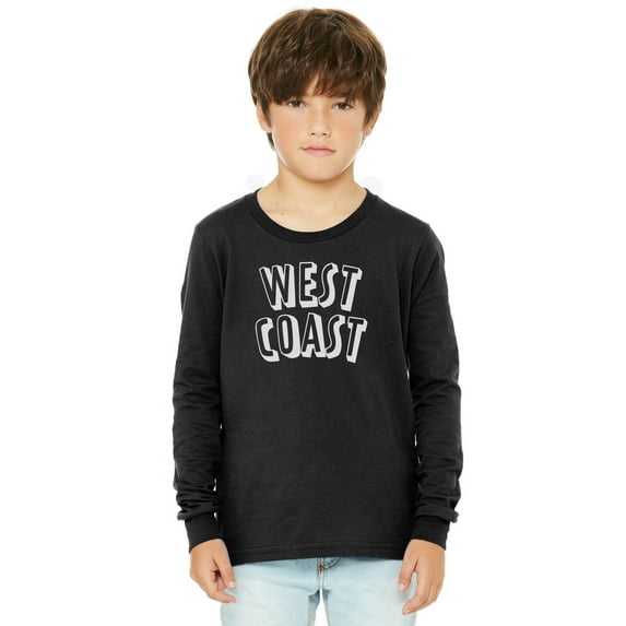 Daxton Youth Long Sleeve West Coast Basic Tshirt - Black White, X-Large