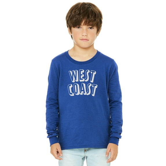 Daxton Youth Long Sleeve West Coast Basic Tshirt - Royal White, Small