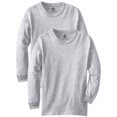 thumbnail image 1 of Daxton Youth Size Long Sleeve Tee Basic Tshirt Tops, 2Pk Heather Gray Heather Gray T Shirt, Size Large, 1 of 1