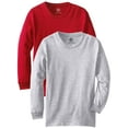 thumbnail image 1 of Daxton Youth Size Long Sleeve Tee Basic Tshirt Tops, 2Pk Red Heather Gray T Shirt, Size Large, 1 of 1