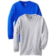 thumbnail image 1 of Daxton Youth Size Long Sleeve Tee Basic Tshirt Tops, 2Pk Royal Heather Gray T Shirt, Size Large, 1 of 1