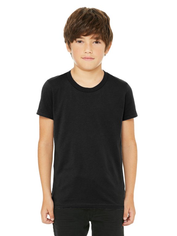 Youth Size Short Sleeve Tee Basic Tshirt Tops- Black, Small