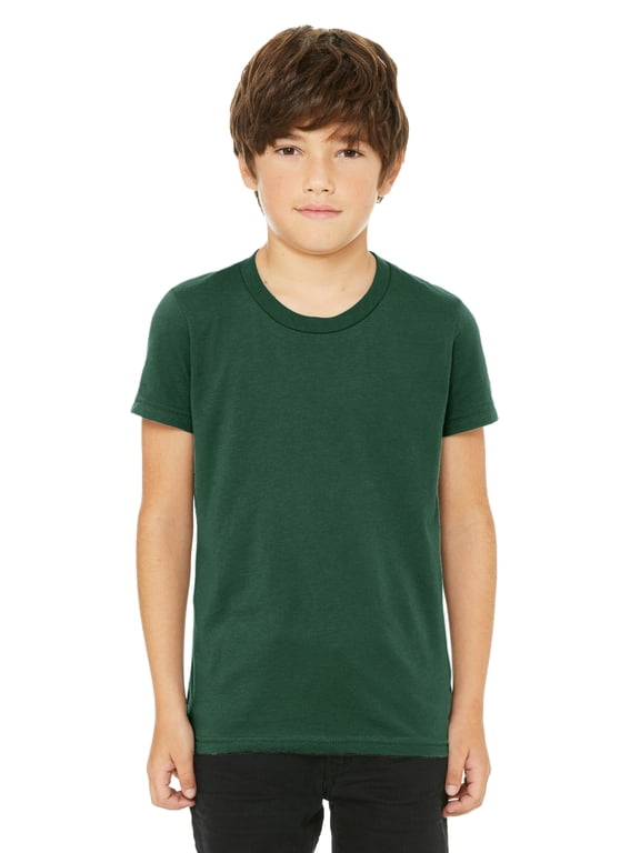 Youth Size Short Sleeve Tee Basic Tshirt Tops- Forest, X-Small