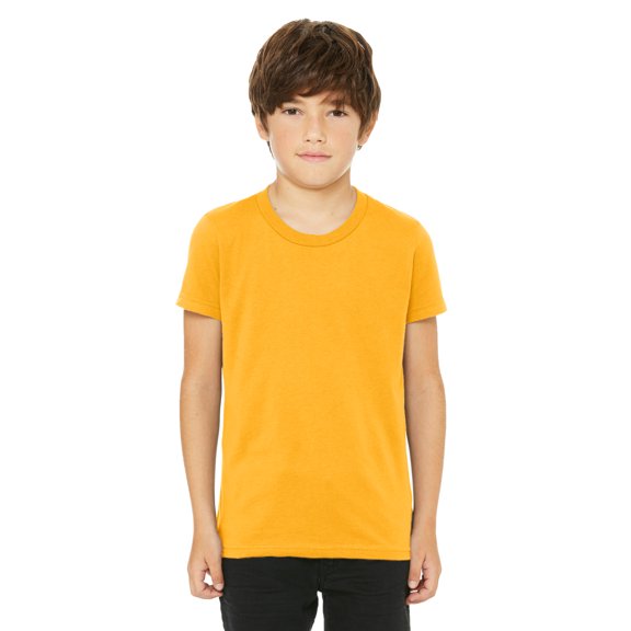 Daxton Youth Size Short Sleeve Tee Basic Tshirt Tops- Gold, Small