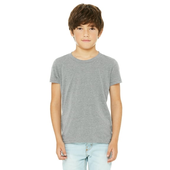 Daxton Youth Size Short Sleeve Tee Basic Tshirt Tops- Heather Gray, Medium