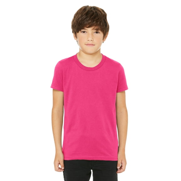 Daxton Youth Size Short Sleeve Tee Basic Tshirt Tops- Hot Pink, X-Large