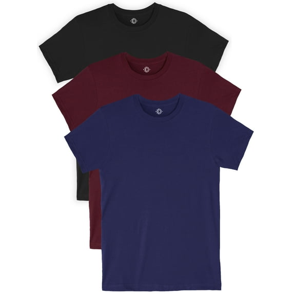 Daxton Youth Size Short Sleeve Tee Basic Tshirt Tops Packs-Black,Burgundy,Navy-XL