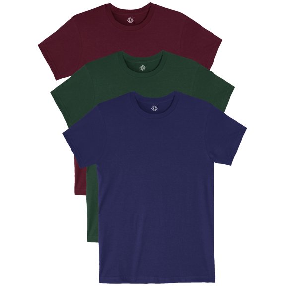 Daxton Youth Size Short Sleeve Tee Basic Tshirt Tops Packs-Burgundy,Hunter,Navy-XS