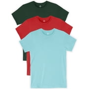 Daxton Youth Size Short Sleeve Tee Basic Tshirt Tops Packs-Hunter,Red,Celadon-XS