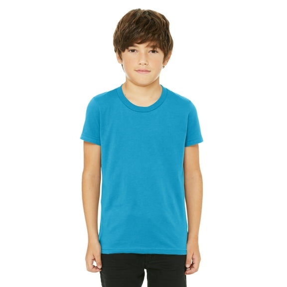 Daxton Youth Size Short Sleeve Tee Basic Tshirt Tops- Turquoise, Large