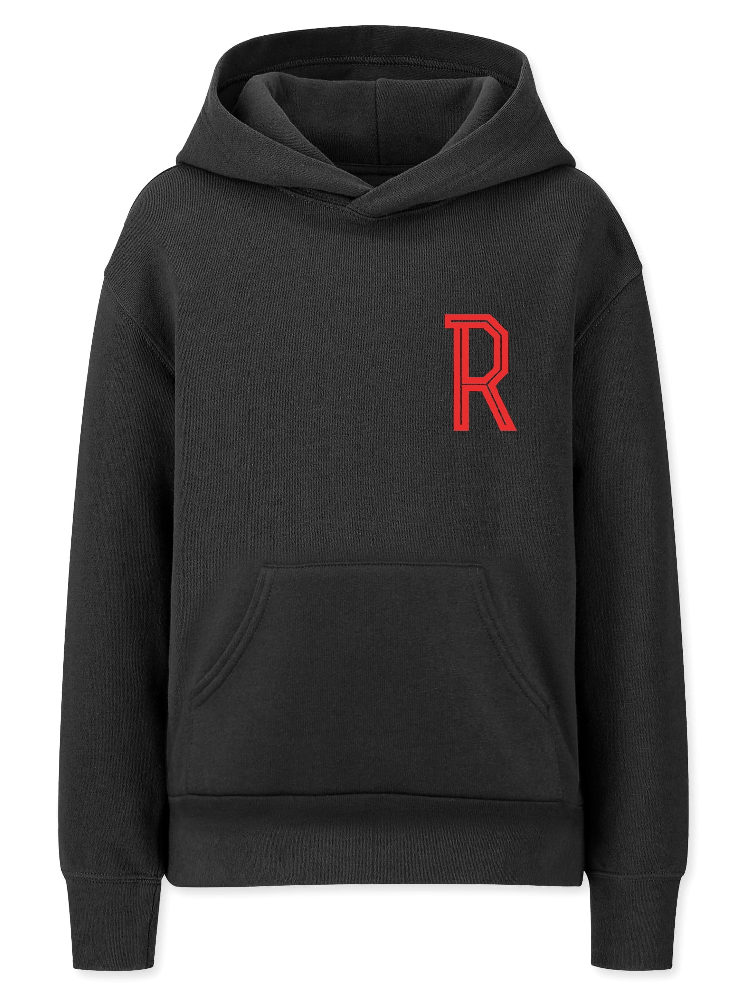 Daxton Youth Unisex Pullover Black Hoodie Mid-Weight Fleece Sweater Custom  Red Numbers and Letters, R, L - Walmart.com
