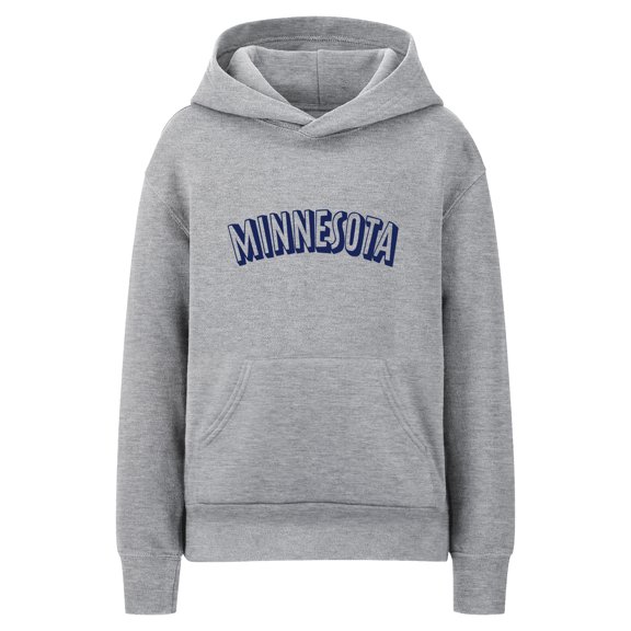Daxton Youth Unisex Pullover Cities State Hoodie Mid-Weight Fleece Sweater - Minnesota Heather Gray Navy,