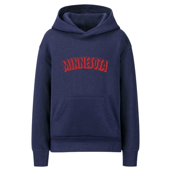 Daxton Youth Unisex Pullover Cities State Hoodie Mid-Weight Fleece Sweater - Minnesota Navy Red, L