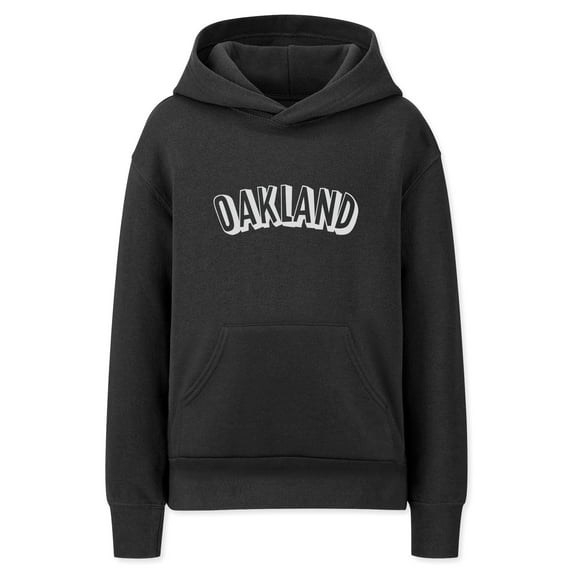 Daxton Youth Unisex Pullover Cities State Hoodie Mid-Weight Fleece Sweater - Oakland Black White, L