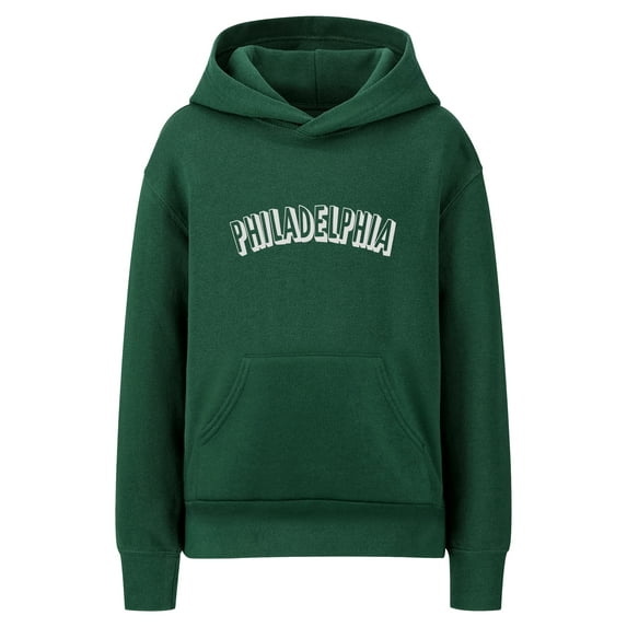 Daxton Youth Unisex Pullover Cities State Hoodie Mid-Weight Fleece Sweater - Philadelphia Hunter White, S