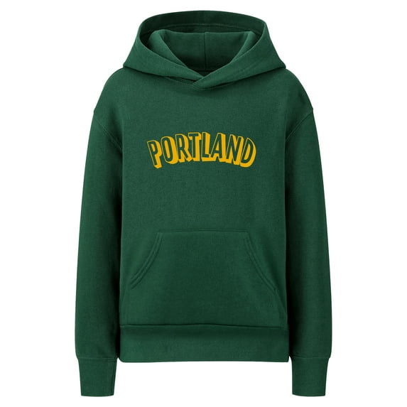 Daxton Youth Unisex Pullover Cities State Hoodie Mid-Weight Fleece Sweater - Portland Hunter Gold, S