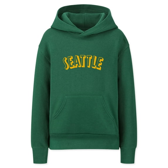 Daxton Youth Unisex Pullover Cities State Hoodie Mid-Weight Fleece Sweater - Seattle Hunter Gold, XL