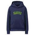 thumbnail image 1 of Daxton Youth Unisex Pullover Cities State Hoodie Mid-Weight Fleece Sweater - Seattle Navy Lime, XS, 1 of 1