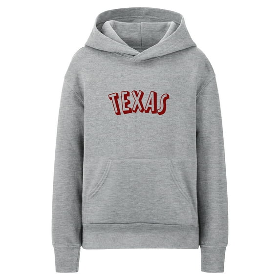 Daxton Youth Unisex Pullover Cities State Hoodie Mid-Weight Fleece Sweater - Texas Heather Gray Burgundy, S