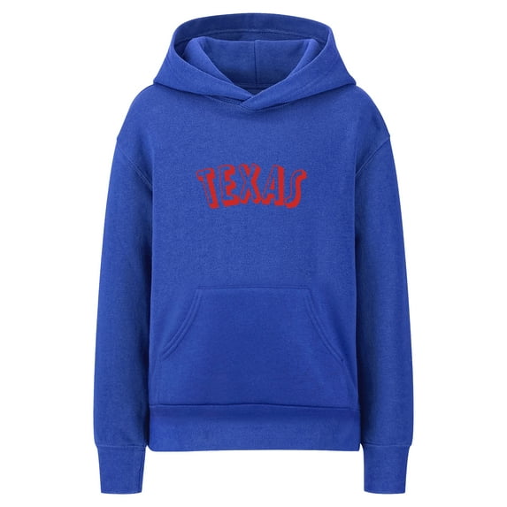 Daxton Youth Unisex Pullover Cities State Hoodie Mid-Weight Fleece Sweater - Texas Royal Red, S