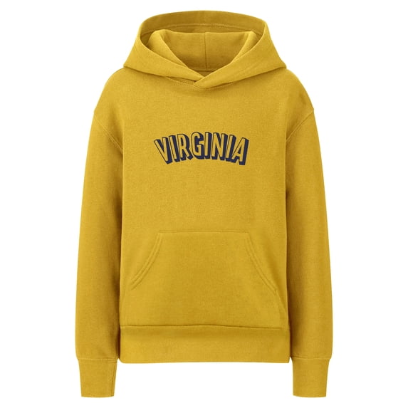 Daxton Youth Unisex Pullover Cities State Hoodie Mid-Weight Fleece Sweater - Virginia Gold Navy, M