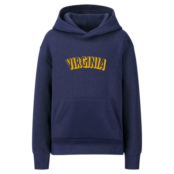 Daxton Youth Unisex Pullover Cities State Hoodie Mid-Weight Fleece Sweater - Virginia Navy Gold, M