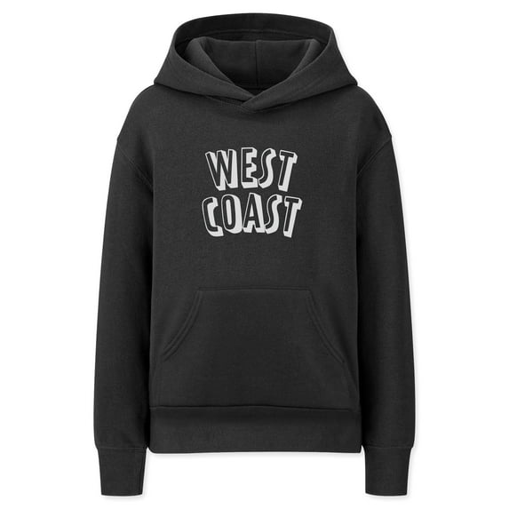 Daxton Youth Unisex Pullover Cities State Hoodie Mid-Weight Fleece Sweater - West Coast Black White, XL