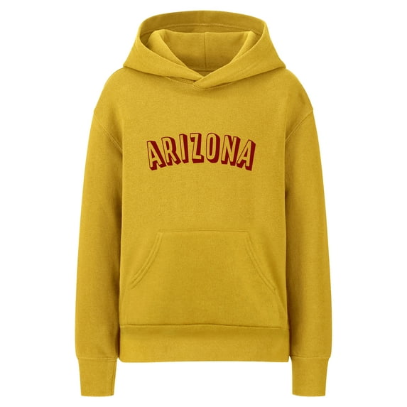 Daxton Youth Unisex Pullover Cities States Hoodie Mid-Weight Fleece Sweater - Arizona Gold Burgundy, S