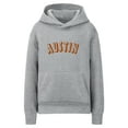 thumbnail image 1 of Daxton Youth Unisex Pullover Cities States Hoodie Mid-Weight Fleece Sweater - Austin Heather Gray Rust, XL, 1 of 3