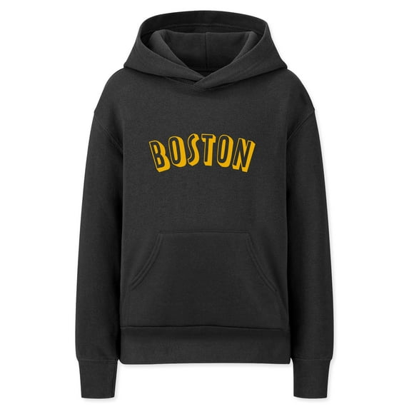 Daxton Youth Unisex Pullover Cities States Hoodie Mid-Weight Fleece Sweater - Boston Black Gold, S
