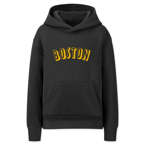 Daxton Youth Unisex Pullover Cities States Hoodie Mid-Weight Fleece Sweater - Boston Black Gold, XL